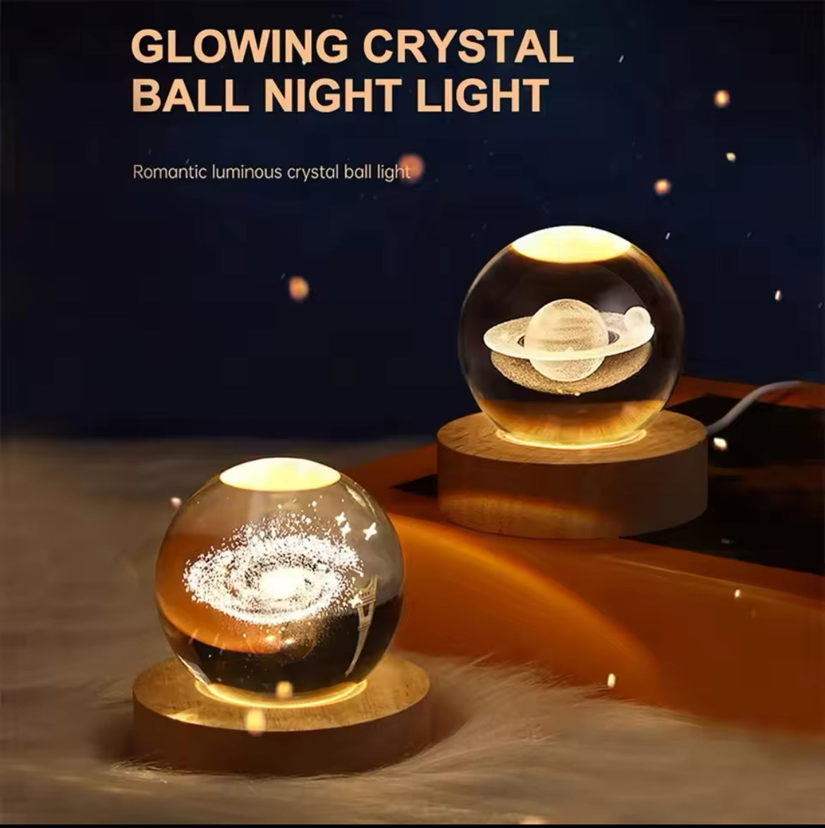 Unique 3D Crystal Lamp, Astronomy, Moon, Planets, etc.